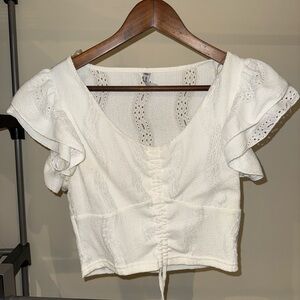 White Ruffled Women's Top